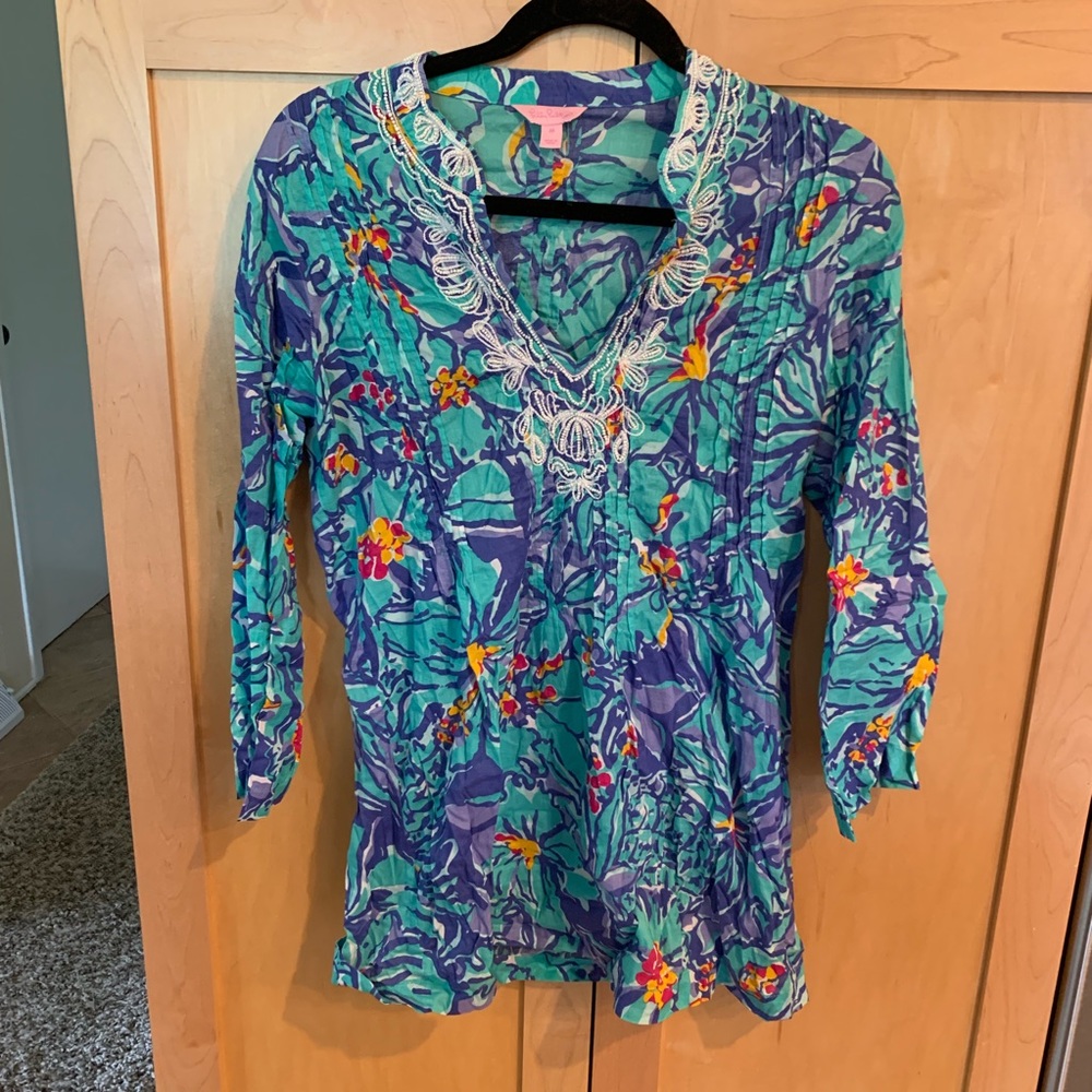 Lilly Pulitzer tunic beaded top medium